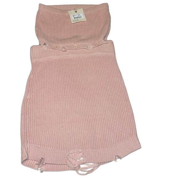 SER.O.YA Lola Strapless Distressed Sweater Mini Dress in Cintz Rose M NWT - Picture 4 of 9